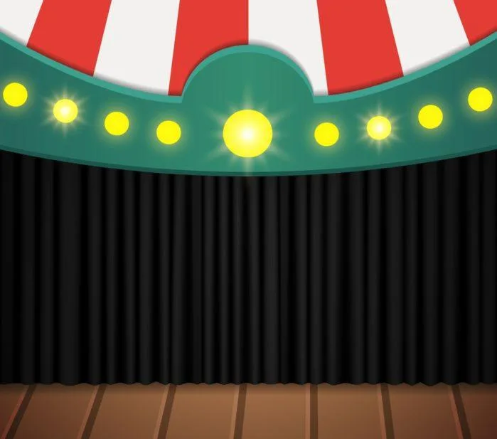 Black curtain background with vintage circus tent. Design for pr cinema