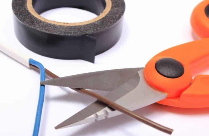 Cable cutter electric wire and black insulating tape