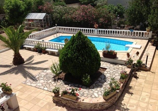 Swimming pool in backyard