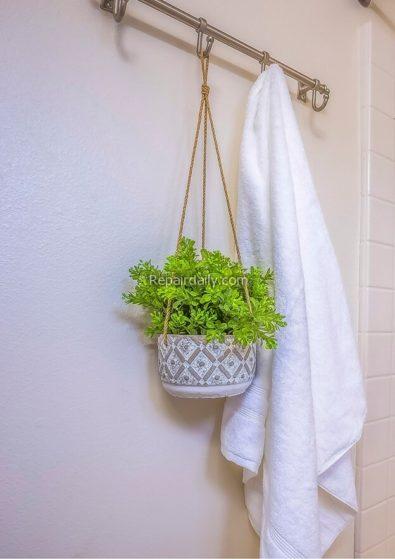 plant and towel on habger