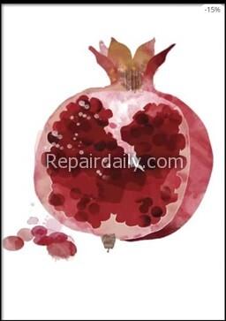 Watercolor pomegranate in half illustration poster