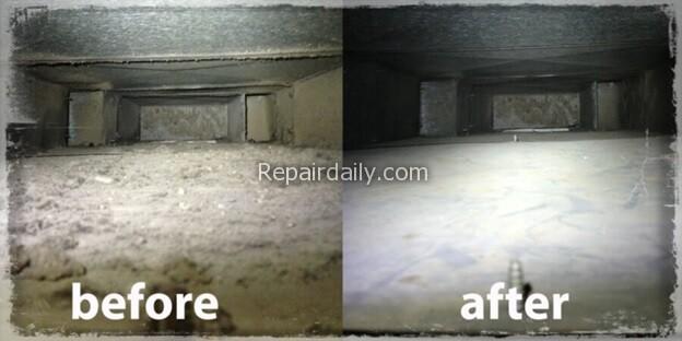 before and after cleaning air duct