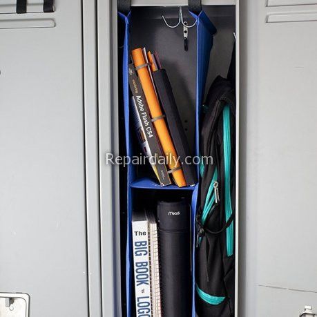 bag and books in locker