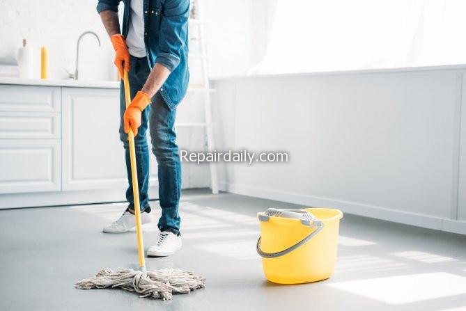 cleaning floor