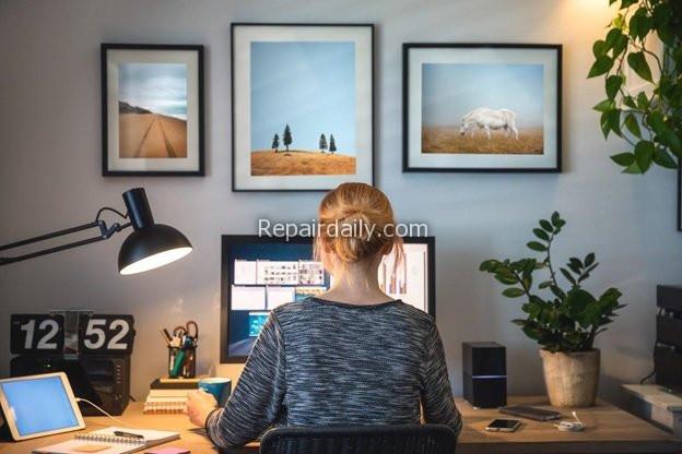 lady working from home office