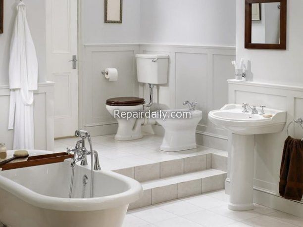 bathroom basin bathtub toilet