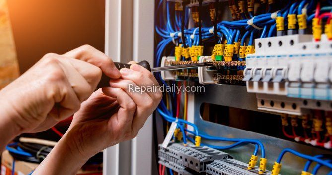 electrician repairing electrical circuits