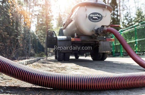 septic tank truck on road