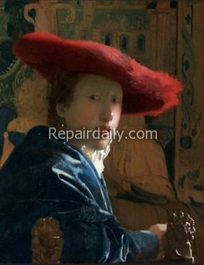 girl with the red hat painting by vermeer
