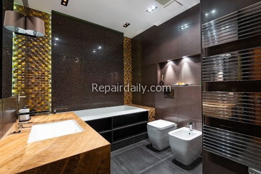 black tiles bathroom