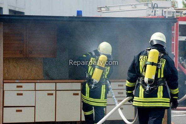 firemen putting out fire water