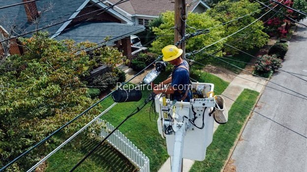 man working electrical pole