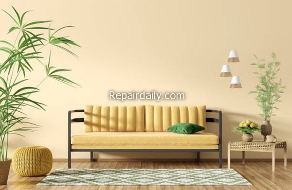 rug sofa yellow wall