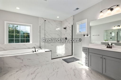 white granite bathroom