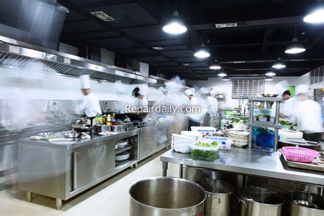 working on stainless steel kitchen equipments