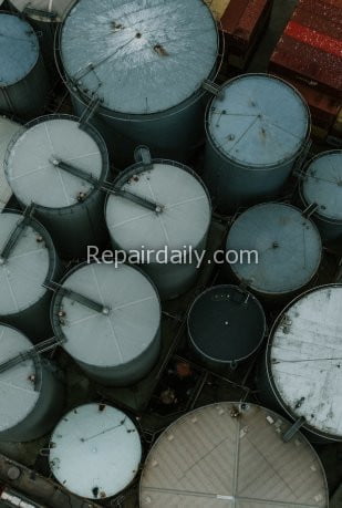 aerial image of tanks