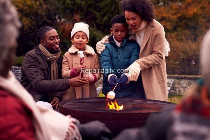 family in garden