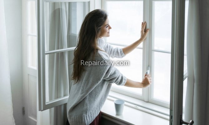 lady opening window
