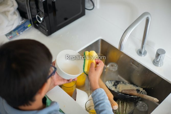 washing dishes