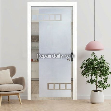 Glass Door with Frosted Design