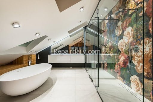 bathroom glass door bathtub