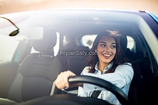 lady driving car