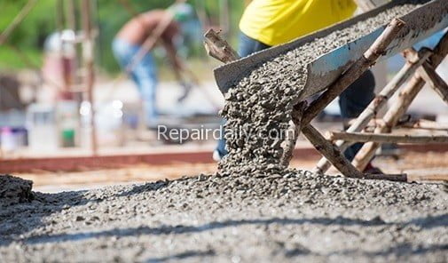 pouring concrete