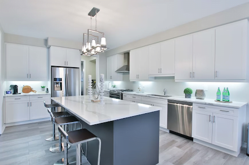 white kitchen countertop